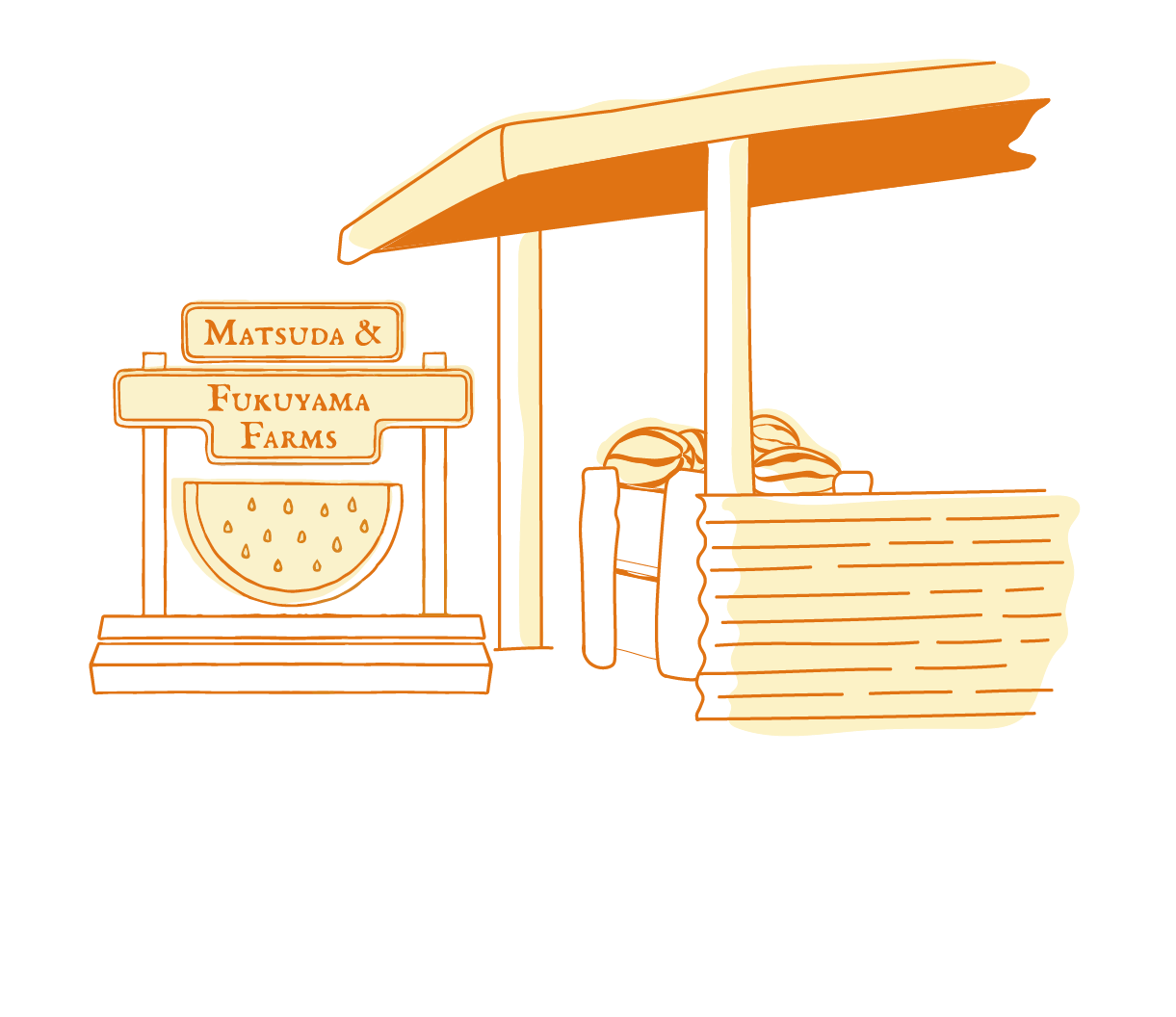 illustration of the matsuda fukuyama watermelon stand
