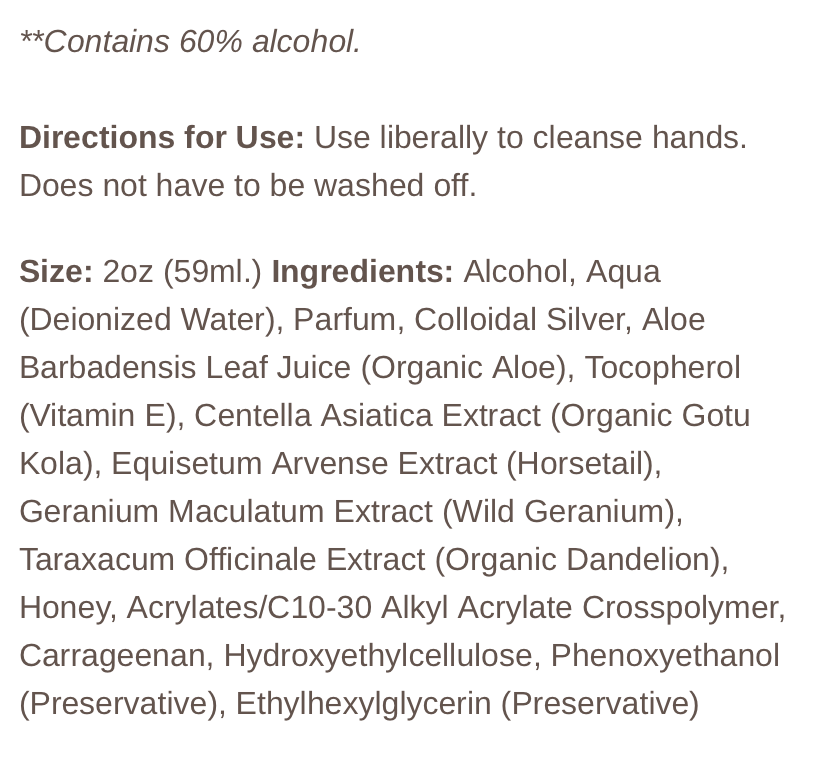 directions, size info, and ingredient list for the cleanser