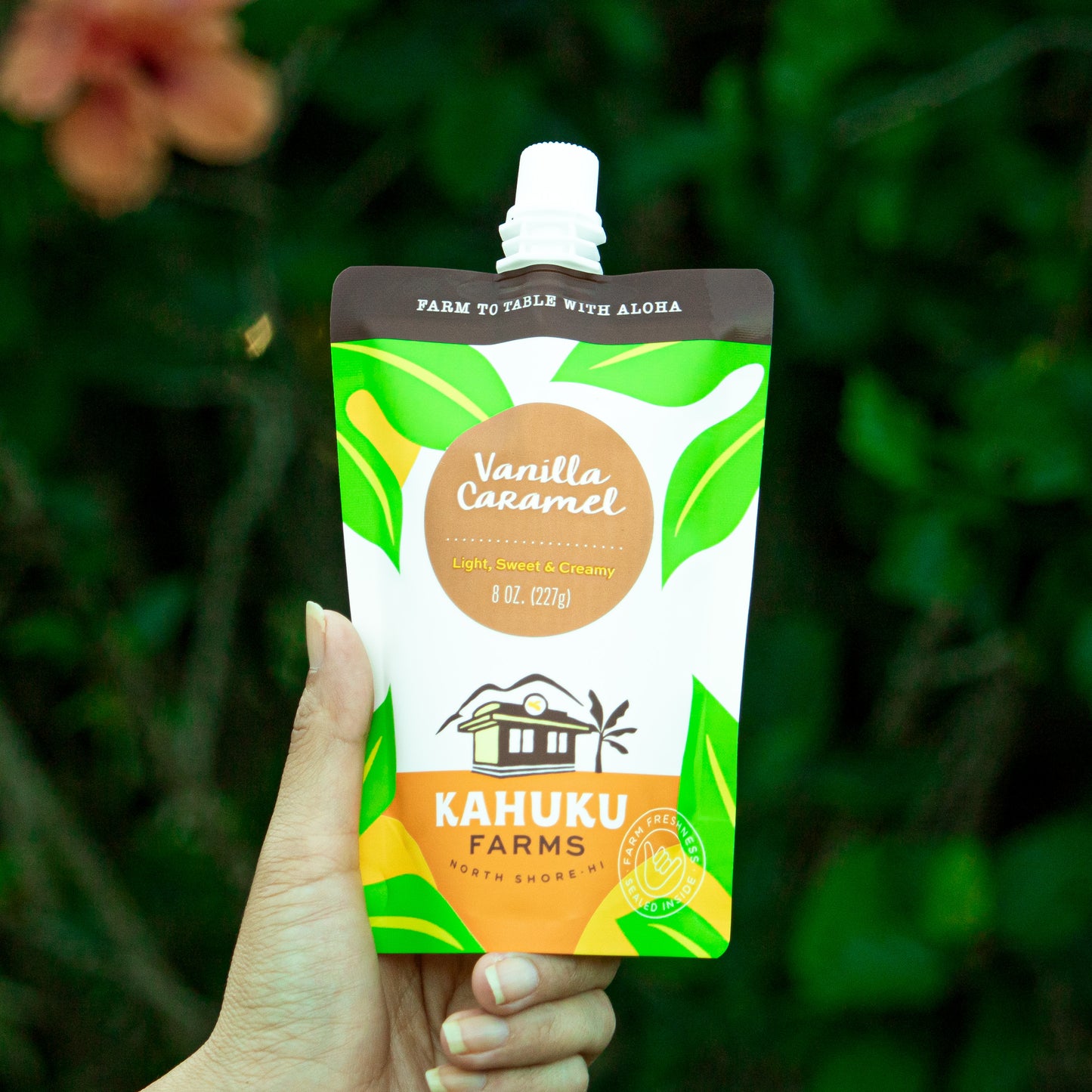 vanilla caramel in spouted squeeze pouch